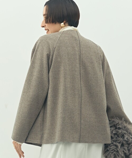 NOLLEY’S（ノーリーズ）の「ウォッシャブルストレッチジャージハオリ（ブルゾン・レディース・ベージュ/ベージュ系その他/ブラック・FREE）」の7枚目の写真