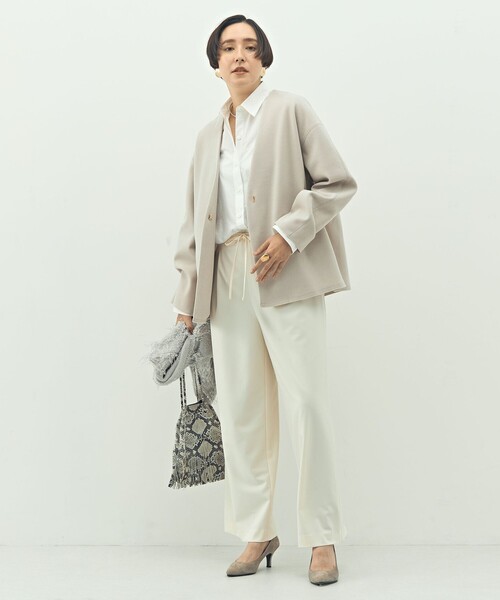 NOLLEY’S（ノーリーズ）の「ウォッシャブルストレッチジャージハオリ（ブルゾン・レディース・ベージュ/ベージュ系その他/ブラック・FREE）」の12枚目の写真