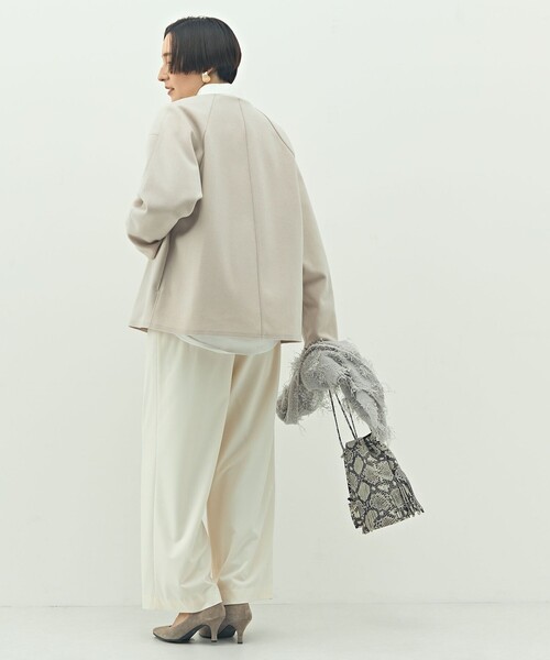 NOLLEY’S（ノーリーズ）の「ウォッシャブルストレッチジャージハオリ（ブルゾン・レディース・ベージュ/ベージュ系その他/ブラック・FREE）」の16枚目の写真