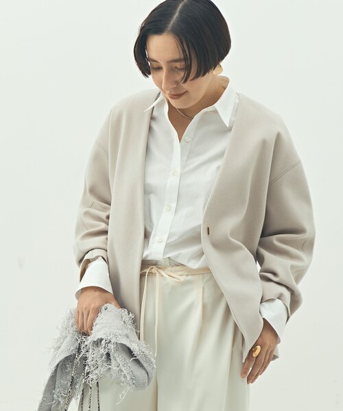 NOLLEY’S（ノーリーズ）の「ウォッシャブルストレッチジャージハオリ（ブルゾン・レディース・ベージュ/ベージュ系その他/ブラック・FREE）」の18枚目の写真