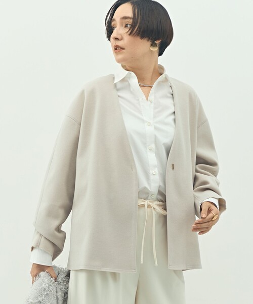 NOLLEY’S（ノーリーズ）の「ウォッシャブルストレッチジャージハオリ（ブルゾン・レディース・ベージュ/ベージュ系その他/ブラック・FREE）」の20枚目の写真