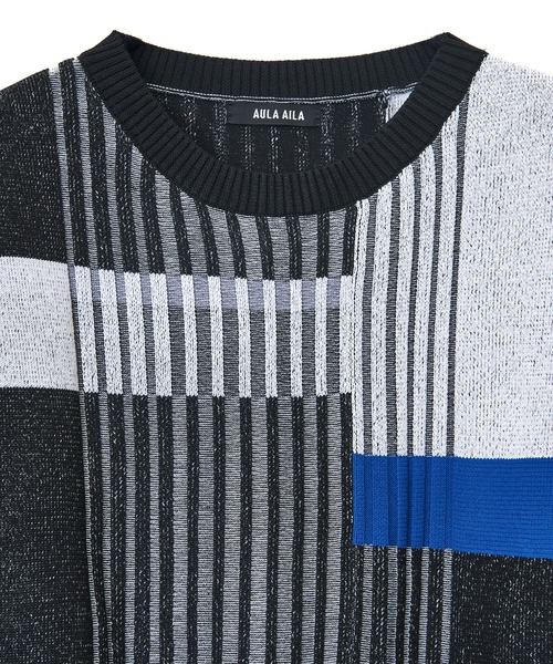 AULA AILA（アウラアイラ）の「【WEB限定】カラーブロックニットプルオーバー（ニット/セーター・レディース・ブラック/ライトグレー/ライム/ピンク/オレンジ・0）」の14枚目の写真