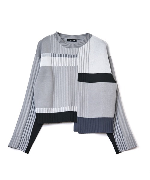 AULA AILA（アウラアイラ）の「【WEB限定】カラーブロックニットプルオーバー（ニット/セーター・レディース・ブラック/ライトグレー/ライム/ピンク/オレンジ・0）」の6枚目の写真