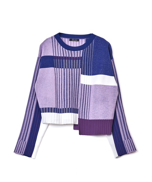 AULA AILA（アウラアイラ）の「【WEB限定】カラーブロックニットプルオーバー（ニット/セーター・レディース・ブラック/ライトグレー/ライム/ピンク/オレンジ・0）」の8枚目の写真