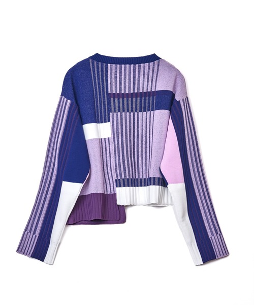 AULA AILA（アウラアイラ）の「【WEB限定】カラーブロックニットプルオーバー（ニット/セーター・レディース・ブラック/ライトグレー/ライム/ピンク/オレンジ・0）」の9枚目の写真