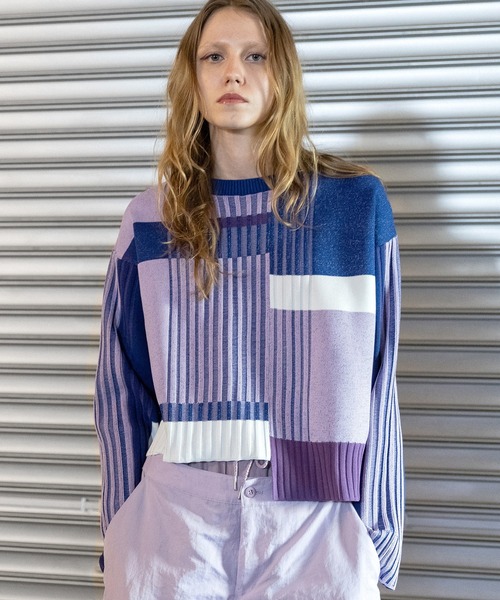 WEB限定】カラーブロックニットプルオーバー（ニット/セーター）｜AULA