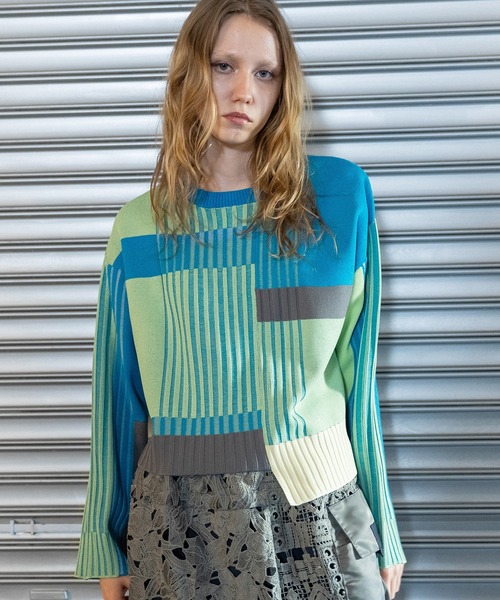 WEB限定】カラーブロックニットプルオーバー（ニット/セーター）｜AULA