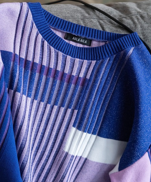 AULA AILA（アウラアイラ）の「【WEB限定】カラーブロックニットプルオーバー（ニット/セーター・レディース・ブラック/ライトグレー/ライム/ピンク/オレンジ・0）」の20枚目の写真