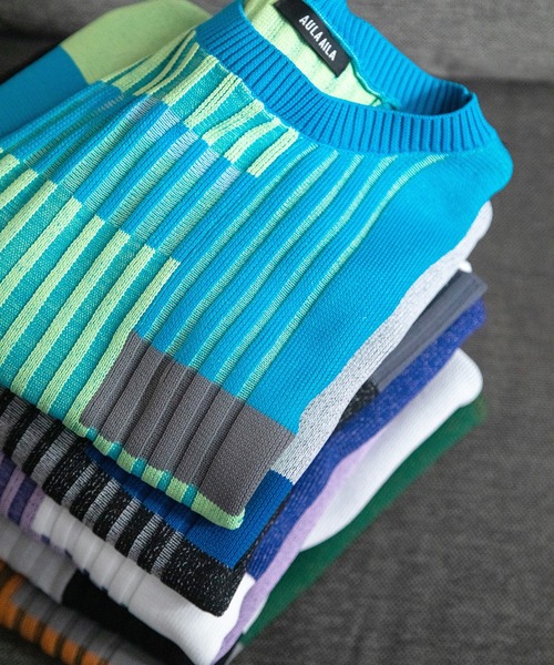 AULA AILA（アウラアイラ）の「【WEB限定】カラーブロックニットプルオーバー（ニット/セーター・レディース・ブラック/ライトグレー/ライム/ピンク/オレンジ・0）」の22枚目の写真
