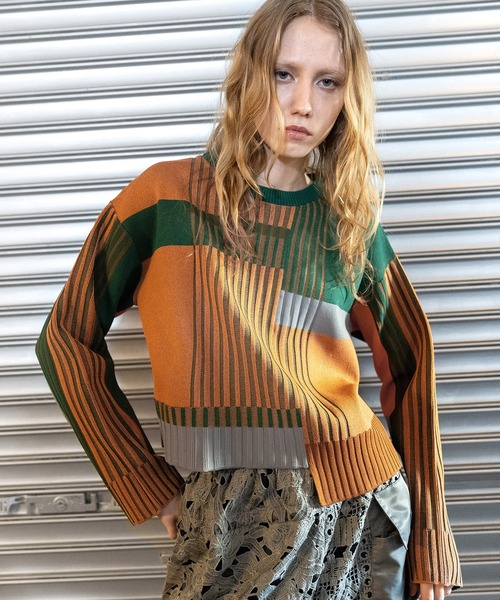 WEB限定】カラーブロックニットプルオーバー（ニット/セーター）｜AULA