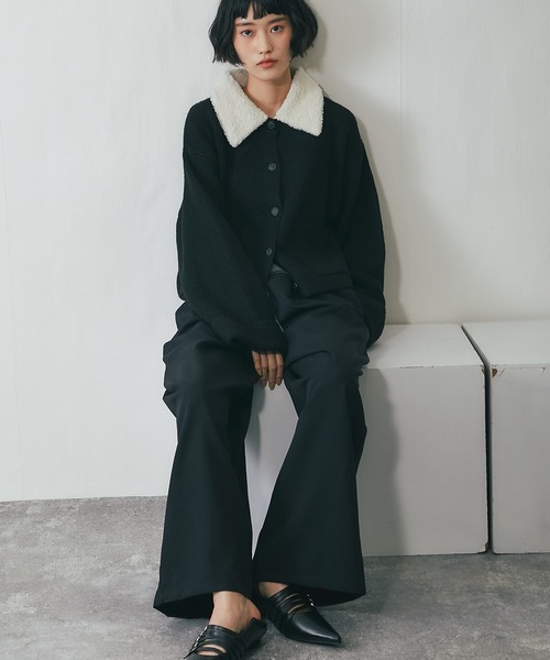 T/R/Puツイルxヴィンテージサテン切替タックパンツ（その他パンツ