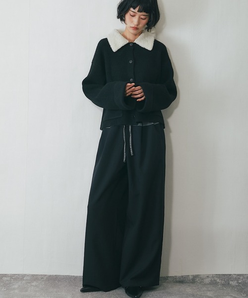 T/R/Puツイルxヴィンテージサテン切替タックパンツ（その他パンツ