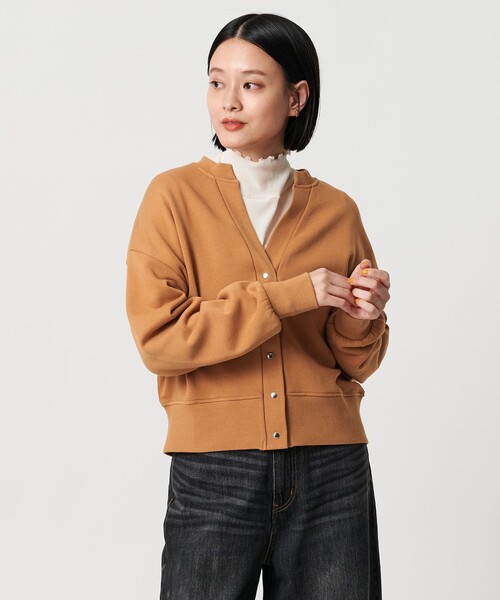 A DAY IN THE LIFE UNITED ARROWS(アデイインザライフユナイテッドアローズ)の「ウラケ キーネックカーディガン <A DAY IN THE LIFE>(カーディガン/ボレロ・レディース・ナチュラル/マスタード/ダークグレー・FREE)」の3枚目の写真