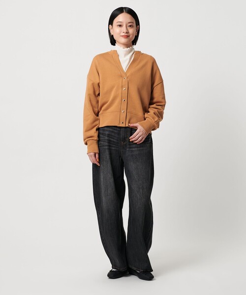 A DAY IN THE LIFE UNITED ARROWS(アデイインザライフユナイテッドアローズ)の「ウラケ キーネックカーディガン <A DAY IN THE LIFE>(カーディガン/ボレロ・レディース・ナチュラル/マスタード/ダークグレー・FREE)」の4枚目の写真
