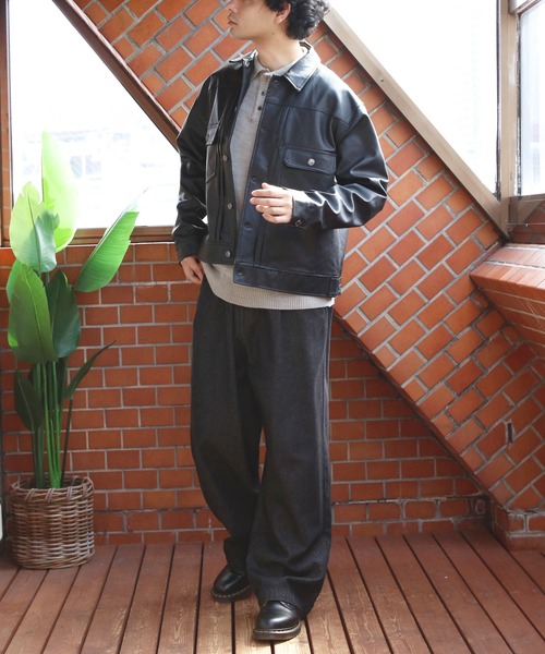 8(eight)(エイト)の「合成皮革Gジャン(ブルゾン・メンズ・ブラック/ブラウン・MEDIUM/LARGE)」の7枚目の写真