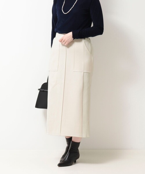 MICO COULIER（ミコクリエ）の「《セットアップ対応》スエード×リブワークスカート（スカート・レディース・チャコールグレー/ブラック/キナリ・38/36）」の5枚目の写真