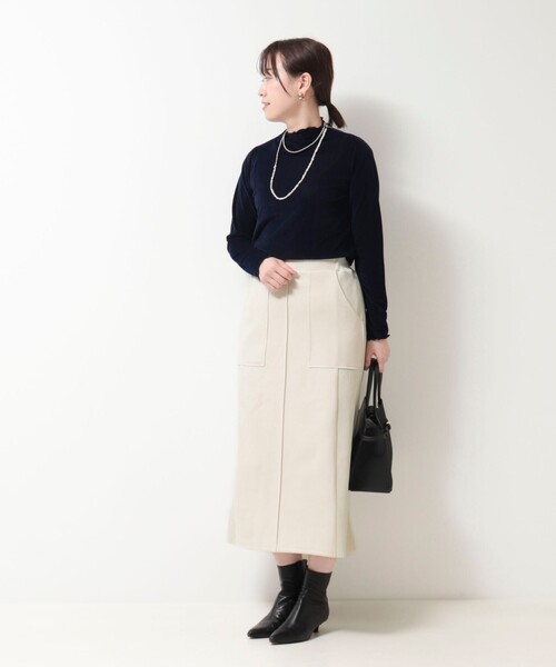 MICO COULIER（ミコクリエ）の「《セットアップ対応》スエード×リブワークスカート（スカート・レディース・チャコールグレー/ブラック/キナリ・38/36）」の6枚目の写真