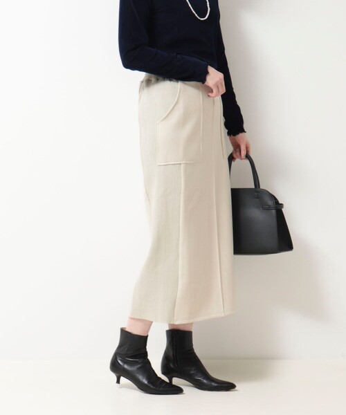 MICO COULIER（ミコクリエ）の「《セットアップ対応》スエード×リブワークスカート（スカート・レディース・チャコールグレー/ブラック/キナリ・38/36）」の7枚目の写真