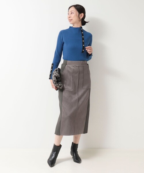 MICO COULIER（ミコクリエ）の「《セットアップ対応》スエード×リブワークスカート（スカート・レディース・チャコールグレー/ブラック/キナリ・38/36）」の17枚目の写真