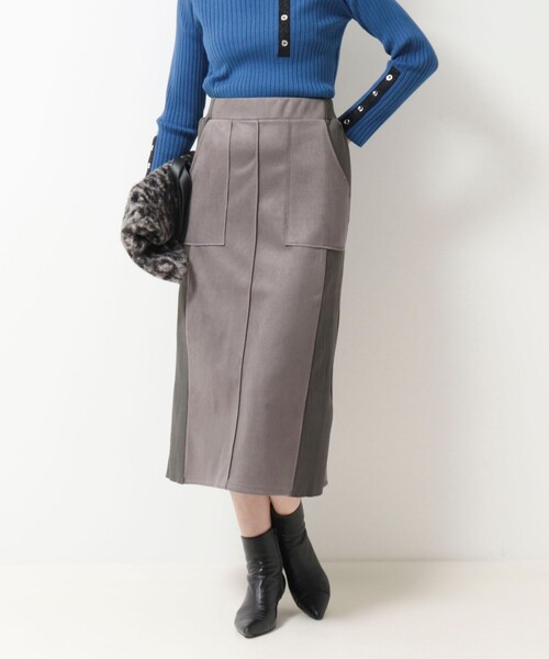 MICO COULIER（ミコクリエ）の「《セットアップ対応》スエード×リブワークスカート（スカート・レディース・チャコールグレー/ブラック/キナリ・38/36）」の18枚目の写真