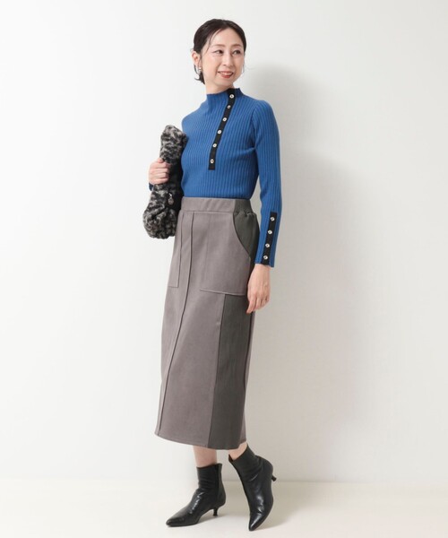 スカート miiko セットアップ対応》スエード×リブワークスカート（スカート）｜MICO