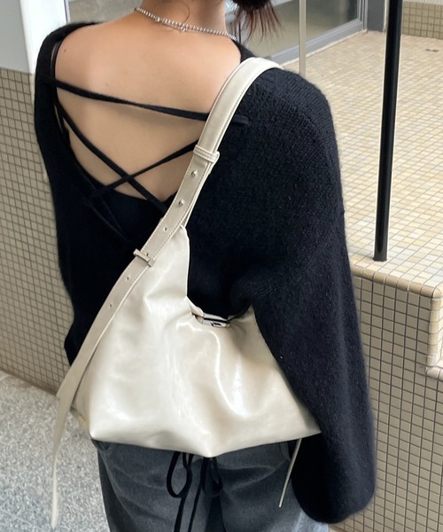 BACK OPEN LACE UP KNIT TOP（ニット/セーター）｜Ameri（アメリ）の