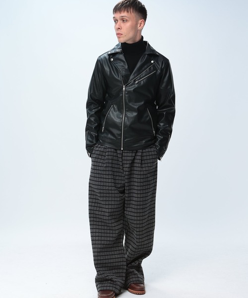 S&SONS(エスアンドサンズ)の「S&SONS ダブルライダース ジャケット 合成皮革(ライダースジャケット・メンズ・ブラック・M/LL/L)」の4枚目の写真