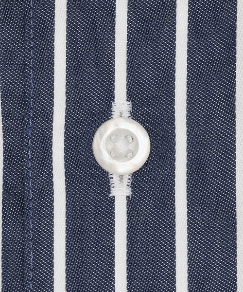 TOKYO SHIRTS（トウキョウシャツ）の「形態安定ノンアイロン ボタンダウン 長袖ビジネスワイシャツ（ビジネスシャツ・メンズ・ネイビー・首回り37cm-裄丈84cm/首回り37cm-裄丈80cm/首回り39cm-裄丈80cm/首回り39cm-裄丈84cm/首回り41cm-裄丈82cm/首回り41cm-裄丈86cm/首回り42cm-裄丈82cm/首回り42cm-裄丈86cm/首回り43cm-裄丈82cm/首回り43cm-裄丈86cm）」の4枚目の写真