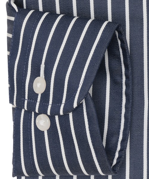 TOKYO SHIRTS（トウキョウシャツ）の「形態安定ノンアイロン ボタンダウン 長袖ビジネスワイシャツ（ビジネスシャツ・メンズ・ネイビー・首回り37cm-裄丈84cm/首回り37cm-裄丈80cm/首回り39cm-裄丈80cm/首回り39cm-裄丈84cm/首回り41cm-裄丈82cm/首回り41cm-裄丈86cm/首回り42cm-裄丈82cm/首回り42cm-裄丈86cm/首回り43cm-裄丈82cm/首回り43cm-裄丈86cm）」の3枚目の写真