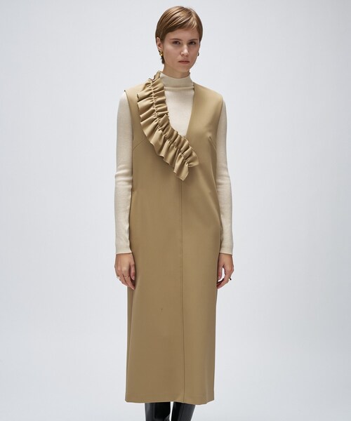 cloenc（クロエンス）の「【マシンウォッシュ】2wayフリルジャンパースカート（ワンピース・レディース・ベージュ/チャコールグレー・02/01）」の19枚目の写真