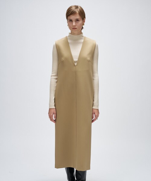 cloenc（クロエンス）の「【マシンウォッシュ】2wayフリルジャンパースカート（ワンピース・レディース・ベージュ/チャコールグレー・02/01）」の16枚目の写真