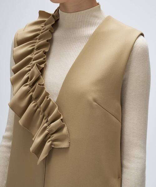 cloenc（クロエンス）の「【マシンウォッシュ】2wayフリルジャンパースカート（ワンピース・レディース・ベージュ/チャコールグレー・02/01）」の14枚目の写真