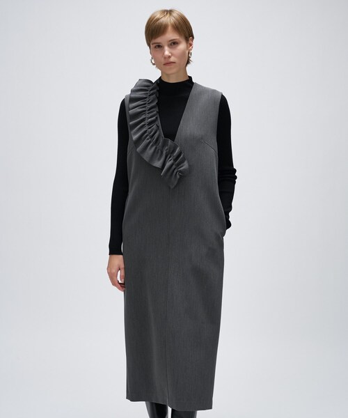 極美品✨エムズグレイシー ジャンパースカート フリル ワンピース 黒 42 極美品✨エムズグレイシー ジャンパースカート フリル ワンピース 黒