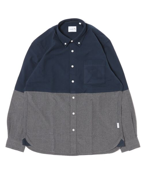 Arnold Palmer(アーノルドパーマー)の「ウールライク起毛 ブロッキング シャツ(シャツ/ブラウス・メンズ・ネイビー/ネイビー系/グレー・M/LL/L)」の7枚目の写真