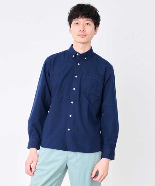 Arnold Palmer(アーノルドパーマー)の「ウールライク起毛 ブロッキング シャツ(シャツ/ブラウス・メンズ・ネイビー/ネイビー系/グレー・M/LL/L)」の2枚目の写真