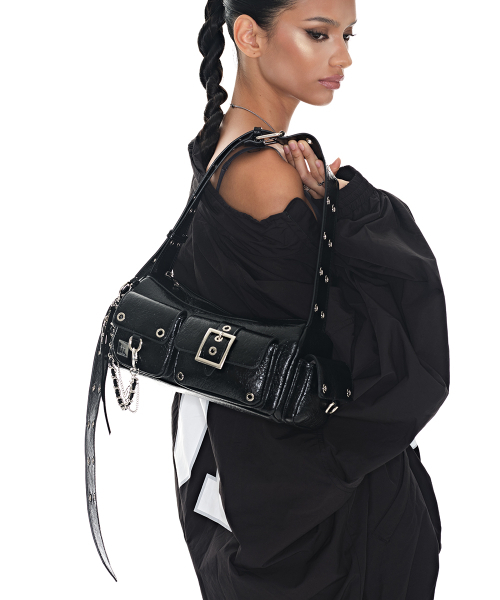 BLACKPURPLE(ブラックパープル)の「ミニフォートレスバッグ Mini Fortress Bag-Black(ショルダーバッグ・レディース・ブラック・FREE)」の1枚目の写真