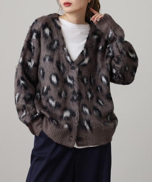 レオパード柄 Vネックカーディガン セール】レオパード柄Vネックカーディガン（カーディガン/ボレロ