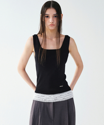FRILL KNIT SLEEVELESS_BLACK
