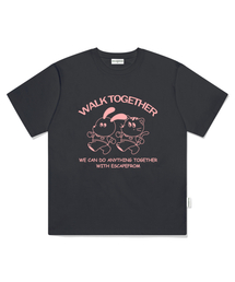 ワークトゥゲザー プリント オーバーサイズ 半袖Tシャツ チャコール