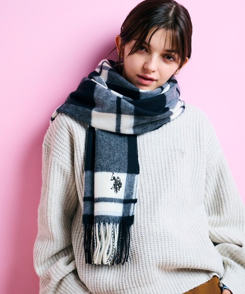 U.S. POLO ASSN.(ユーエスポロアッスン)の「【U.S. POLO ASSN.】カシミヤタッチ チェック マフラー(マフラー・レディース・ブルー/グレー/ブラック/ベージュ/ピンク・FREE)」の18枚目の写真