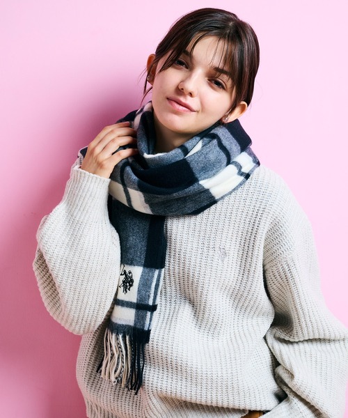 U.S. POLO ASSN.(ユーエスポロアッスン)の「【U.S. POLO ASSN.】カシミヤタッチ チェック マフラー(マフラー・レディース・ブルー/グレー/ブラック/ベージュ/ピンク・FREE)」の19枚目の写真