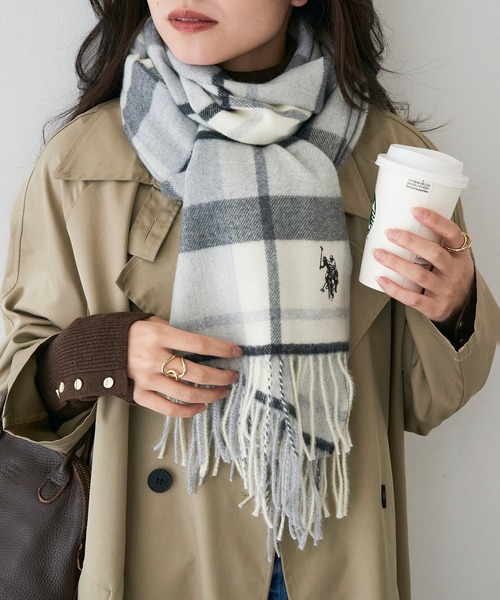 セール】【U.S. POLO ASSN.】カシミヤタッチ チェック マフラー