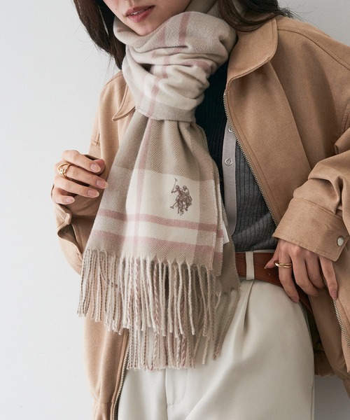 U.S. POLO ASSN.(ユーエスポロアッスン)の「【U.S. POLO ASSN.】カシミヤタッチ チェック マフラー(マフラー・レディース・ブルー/グレー/ブラック/ベージュ/ピンク・FREE)」の14枚目の写真