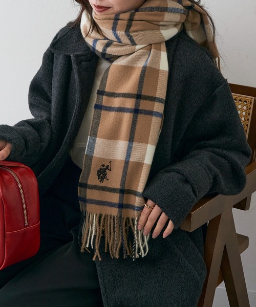 U.S. POLO ASSN.(ユーエスポロアッスン)の「【U.S. POLO ASSN.】カシミヤタッチ チェック マフラー(マフラー・レディース・ブルー/グレー/ブラック/ベージュ/ピンク・FREE)」の10枚目の写真
