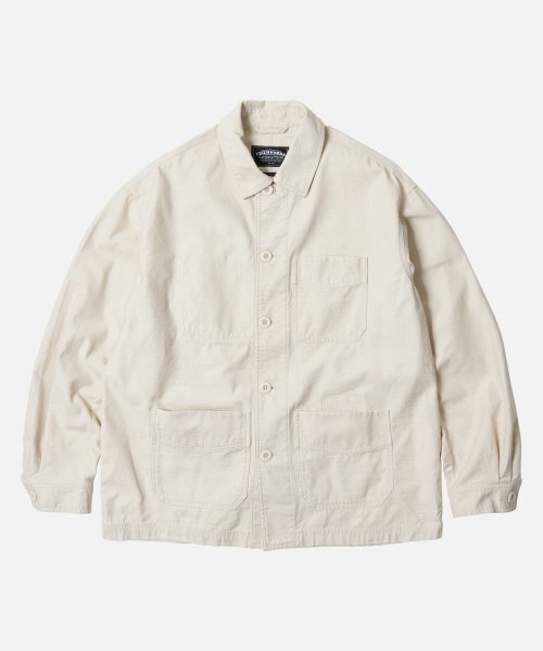FRIZMWORKS(フリズムワークス)の「BACKSATIN FRENCH WORK JACKET _ CREAM(ミリタリージャケット・メンズ・その他・MEDIUM/LARGE/X-LARGE)」の1枚目の写真