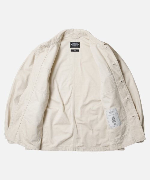 FRIZMWORKS(フリズムワークス)の「BACKSATIN FRENCH WORK JACKET _ CREAM(ミリタリージャケット・メンズ・その他・MEDIUM/LARGE/X-LARGE)」の2枚目の写真