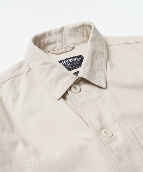 FRIZMWORKS(フリズムワークス)の「BACKSATIN FRENCH WORK JACKET _ CREAM(ミリタリージャケット・メンズ・その他・MEDIUM/LARGE/X-LARGE)」の4枚目の写真