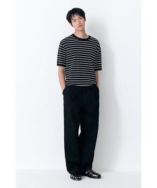 MUSINSA STANDARD（ムシンサスタンダード）の「ストライプクルーネック半袖ニット[ブラック/ホワイト]（ニット/セーター・メンズ・その他・XX-LARGE/LARGE/MEDIUM/SMALL/X-LARGE）」の8枚目の写真