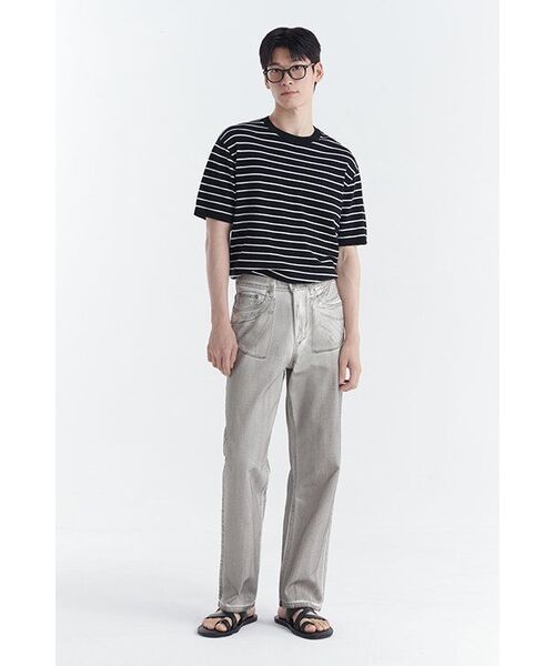 MUSINSA STANDARD（ムシンサスタンダード）の「ストライプクルーネック半袖ニット[ブラック/ホワイト]（ニット/セーター・メンズ・その他・XX-LARGE/LARGE/MEDIUM/SMALL/X-LARGE）」の9枚目の写真