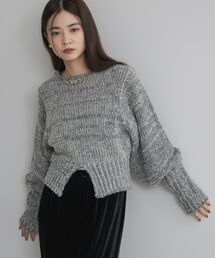 MIXパフ袖ニット